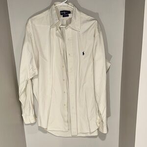 Ralph Lauren Men's Cream Dress Shirt. Blake 100% Cotton. Size M.